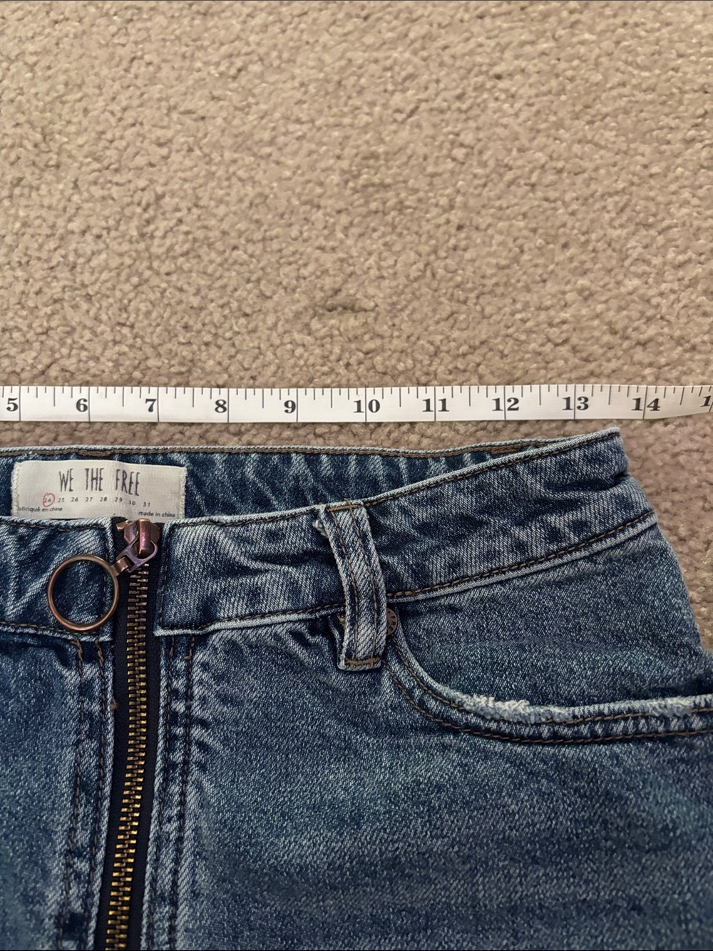We the Free- free people Denim Zip-Front Skirt in Blue size 24 - Picture 4 of 6